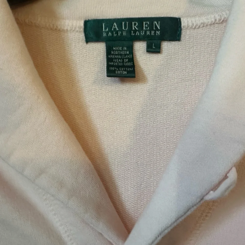 Ralph Lauren Light Pink Blazer Style Sweatshirt with Pockets. Size L - Picture 3 of 4